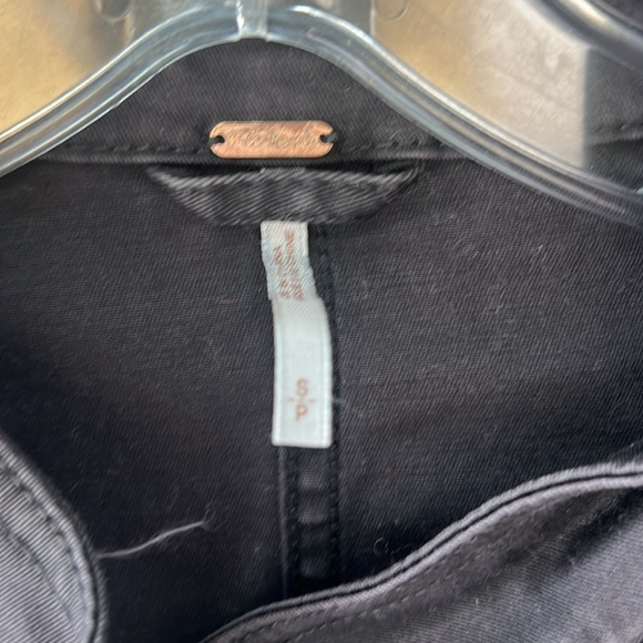 Free People Military Style Peplum Double Breasted Denim Jacket Small - Picture 2 of 7